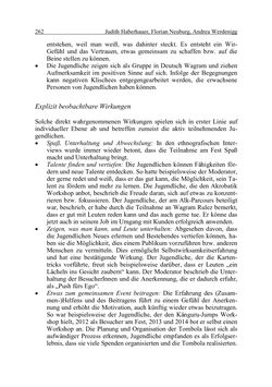 Image of the Page - 262 - in Wirkungsevaluation mobiler Jugendarbeit - Methodische Zugänge und empirische Ergebnisse