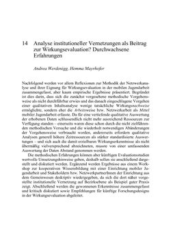 Image of the Page - 275 - in Wirkungsevaluation mobiler Jugendarbeit - Methodische Zugänge und empirische Ergebnisse