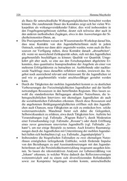 Image of the Page - 320 - in Wirkungsevaluation mobiler Jugendarbeit - Methodische Zugänge und empirische Ergebnisse