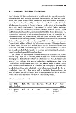Bild der Seite - 39 - in Jugendkommunikation und Dialekt - Syntax gesprochener Sprache bei Jugendlichen in Osttirol