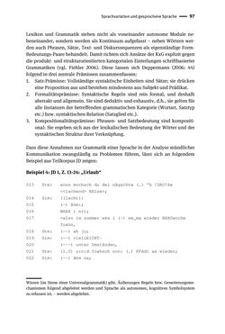 Image of the Page - 97 - in Jugendkommunikation und Dialekt - Syntax gesprochener Sprache bei Jugendlichen in Osttirol