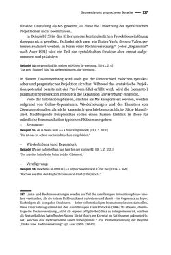 Bild der Seite - 137 - in Jugendkommunikation und Dialekt - Syntax gesprochener Sprache bei Jugendlichen in Osttirol