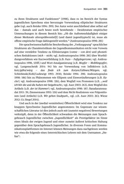 Bild der Seite - 331 - in Jugendkommunikation und Dialekt - Syntax gesprochener Sprache bei Jugendlichen in Osttirol