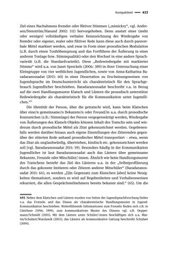 Bild der Seite - 413 - in Jugendkommunikation und Dialekt - Syntax gesprochener Sprache bei Jugendlichen in Osttirol