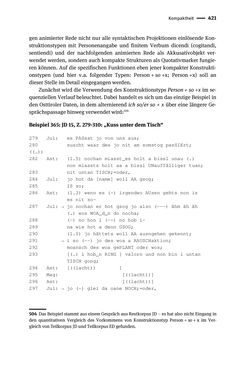Image of the Page - 421 - in Jugendkommunikation und Dialekt - Syntax gesprochener Sprache bei Jugendlichen in Osttirol