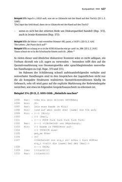 Image of the Page - 427 - in Jugendkommunikation und Dialekt - Syntax gesprochener Sprache bei Jugendlichen in Osttirol