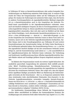 Image of the Page - 433 - in Jugendkommunikation und Dialekt - Syntax gesprochener Sprache bei Jugendlichen in Osttirol