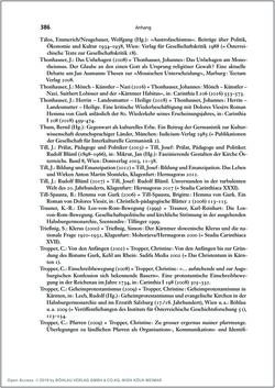 Image of the Page - 386 - in Die Kirche und die »Kärntner Seele« - Habitus, kulturelles Gedächtnis und katholische Kirche in Kärnten, insbesondere vor 1938
