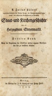 Image of the Page - (000003) - in Staat- und Kirchengeschichte des Herzogthum Steyermarks, Volume 3