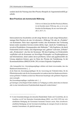 Image of the Page - 218 - in Kommunen im Klimawandel - Best Practices als Chance zur grünen Transformation?