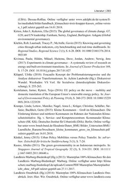 Image of the Page - 293 - in Kommunen im Klimawandel - Best Practices als Chance zur grünen Transformation?