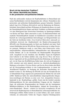 Image of the Page - 21 - in Der Stoff, aus dem Konflikte sind - Debatten um das Kopftuch in Deutschland, Österreich und der Schweiz
