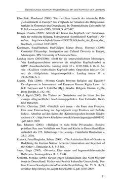 Bild der Seite - 71 - in Der Stoff, aus dem Konflikte sind - Debatten um das Kopftuch in Deutschland, Österreich und der Schweiz