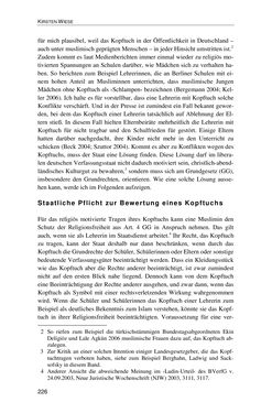 Bild der Seite - 226 - in Der Stoff, aus dem Konflikte sind - Debatten um das Kopftuch in Deutschland, Österreich und der Schweiz