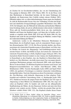 Bild der Seite - 233 - in Der Stoff, aus dem Konflikte sind - Debatten um das Kopftuch in Deutschland, Österreich und der Schweiz