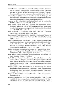 Bild der Seite - 244 - in Der Stoff, aus dem Konflikte sind - Debatten um das Kopftuch in Deutschland, Österreich und der Schweiz