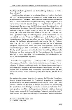 Bild der Seite - 263 - in Der Stoff, aus dem Konflikte sind - Debatten um das Kopftuch in Deutschland, Österreich und der Schweiz