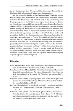 Bild der Seite - 291 - in Der Stoff, aus dem Konflikte sind - Debatten um das Kopftuch in Deutschland, Österreich und der Schweiz