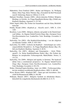 Bild der Seite - 293 - in Der Stoff, aus dem Konflikte sind - Debatten um das Kopftuch in Deutschland, Österreich und der Schweiz