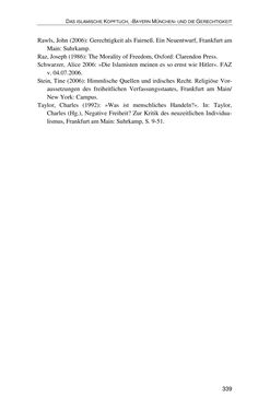 Bild der Seite - 339 - in Der Stoff, aus dem Konflikte sind - Debatten um das Kopftuch in Deutschland, Österreich und der Schweiz