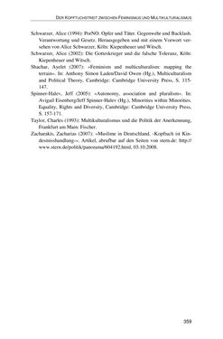 Image of the Page - 359 - in Der Stoff, aus dem Konflikte sind - Debatten um das Kopftuch in Deutschland, Österreich und der Schweiz