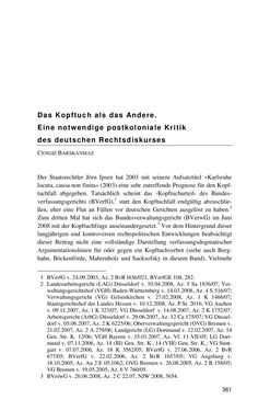 Image of the Page - 361 - in Der Stoff, aus dem Konflikte sind - Debatten um das Kopftuch in Deutschland, Österreich und der Schweiz
