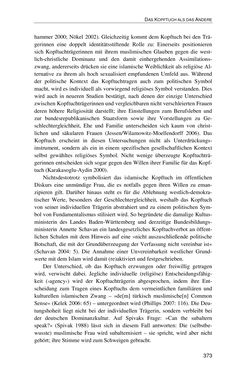 Image of the Page - 373 - in Der Stoff, aus dem Konflikte sind - Debatten um das Kopftuch in Deutschland, Österreich und der Schweiz