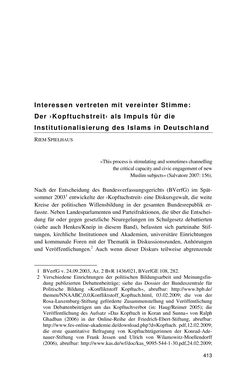 Image of the Page - 413 - in Der Stoff, aus dem Konflikte sind - Debatten um das Kopftuch in Deutschland, Österreich und der Schweiz