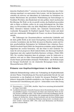 Bild der Seite - 426 - in Der Stoff, aus dem Konflikte sind - Debatten um das Kopftuch in Deutschland, Österreich und der Schweiz