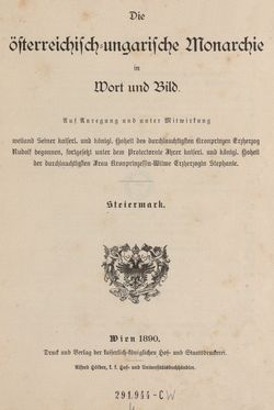 Image of the Page - I - in Die österreichisch-ungarische Monarchie in Wort und Bild - Steiermark, Volume 7