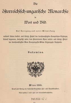 Image of the Page - I - in Die österreichisch-ungarische Monarchie in Wort und Bild - Bukowina, Volume 20