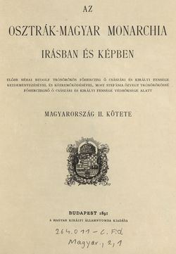 Image of the Page - III - in Az Osztrák-Magyar Monarchia írásban és képben - Magyarország II (1), Volume 9/1