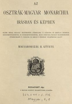 Image of the Page - III - in Az Osztrák-Magyar Monarchia írásban és képben - Magyarország II (1), Volume 9/1
