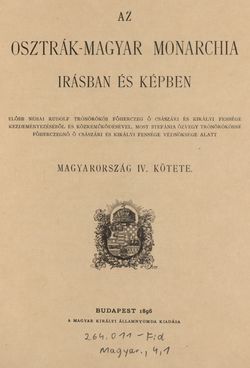 Image of the Page - III - in Az Osztrák-Magyar Monarchia írásban és képben - Magyarország IV (1), Volume 16/1