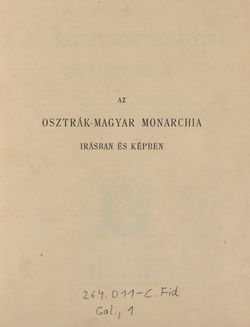 Image of the Page - I - in Az Osztrák-Magyar Monarchia írásban és képben - Galiczia (1), Volume 19/1