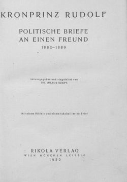 Bild der Seite - III - in Kronprinz Rudolf - Politische Briefe an einen Freund 1882-1889