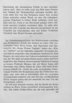 Bild der Seite - XV - in Kronprinz Rudolf - Politische Briefe an einen Freund 1882-1889