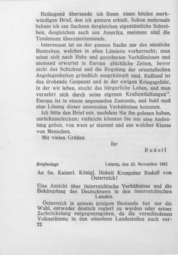 Bild der Seite - 22 - in Kronprinz Rudolf - Politische Briefe an einen Freund 1882-1889