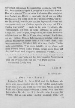 Bild der Seite - 37 - in Kronprinz Rudolf - Politische Briefe an einen Freund 1882-1889