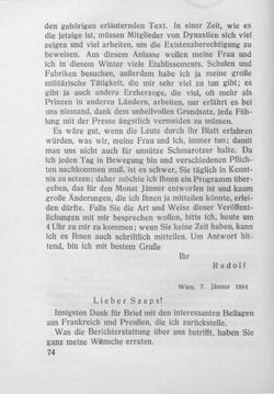 Bild der Seite - 74 - in Kronprinz Rudolf - Politische Briefe an einen Freund 1882-1889