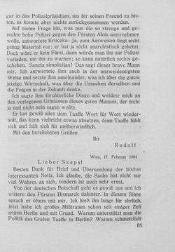 Bild der Seite - 85 - in Kronprinz Rudolf - Politische Briefe an einen Freund 1882-1889