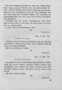Bild der Seite - 87 - in Kronprinz Rudolf - Politische Briefe an einen Freund 1882-1889
