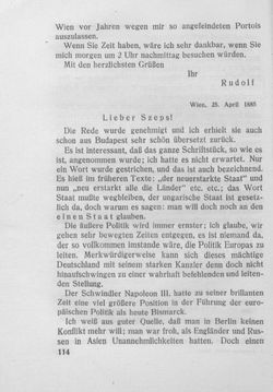Image of the Page - 114 - in Kronprinz Rudolf - Politische Briefe an einen Freund 1882-1889