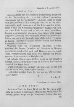 Bild der Seite - 121 - in Kronprinz Rudolf - Politische Briefe an einen Freund 1882-1889