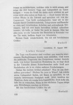 Image of the Page - 122 - in Kronprinz Rudolf - Politische Briefe an einen Freund 1882-1889