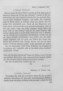 Image of the Page - 123 - in Kronprinz Rudolf - Politische Briefe an einen Freund 1882-1889