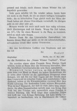 Image of the Page - 133 - in Kronprinz Rudolf - Politische Briefe an einen Freund 1882-1889