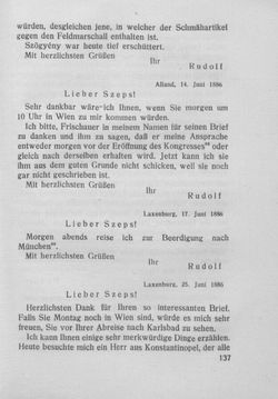 Bild der Seite - 137 - in Kronprinz Rudolf - Politische Briefe an einen Freund 1882-1889