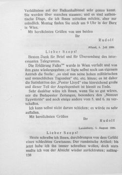 Image of the Page - 138 - in Kronprinz Rudolf - Politische Briefe an einen Freund 1882-1889