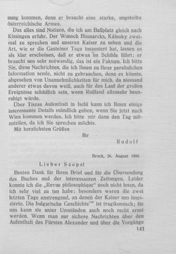 Bild der Seite - 143 - in Kronprinz Rudolf - Politische Briefe an einen Freund 1882-1889